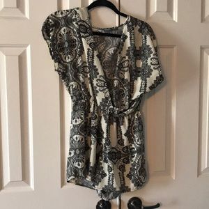 Cream & black romper